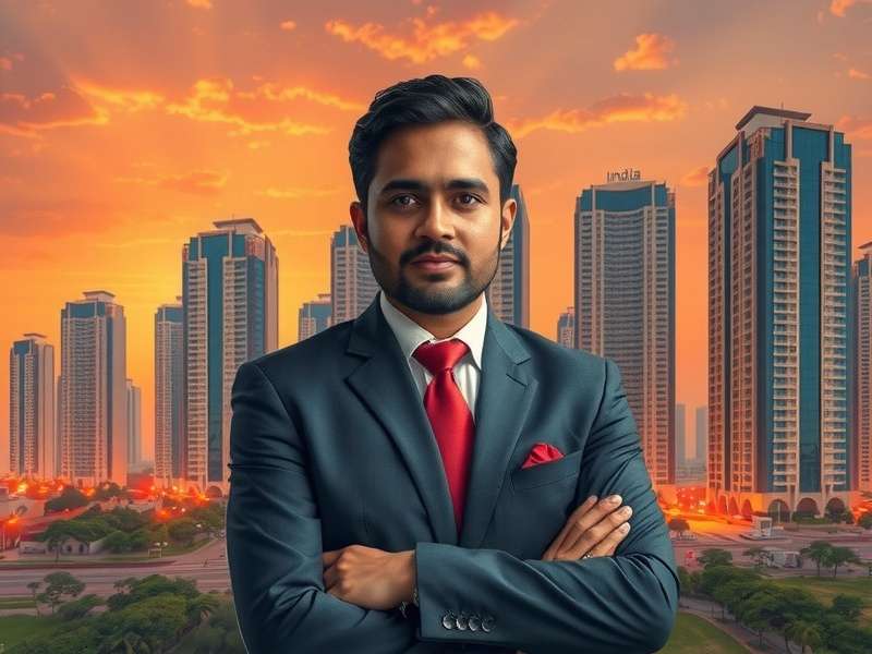 Virtual city skyline in Real Estate Mogul India game showing developed properties